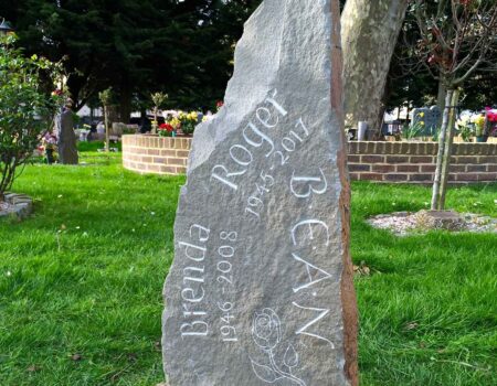 Welsh Pennant headstone with multi-dimensional carving