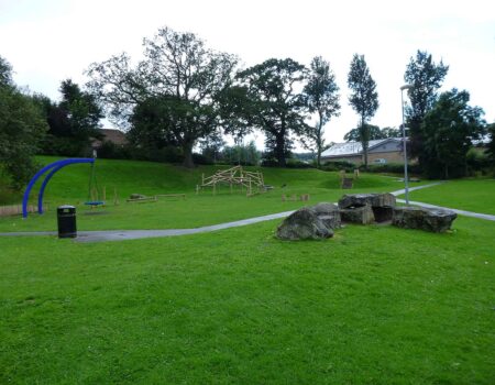 Playground boulders in a park play area