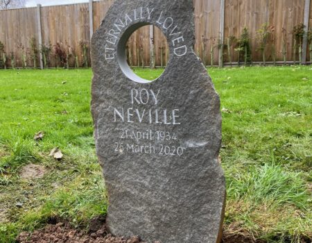 Welsh Pennant holed stone headstone