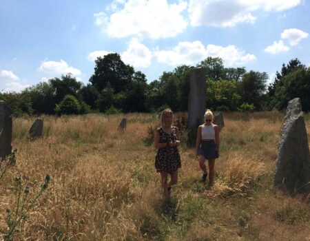 Cornish granite stone circle in a wild flower meadow