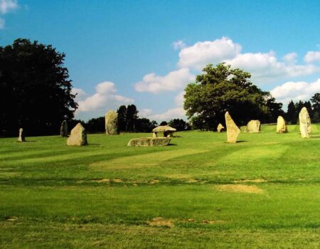 Circle of large Cornish granite and Preseli Bluestones commissioned by Ringo Starr with a central dolmen